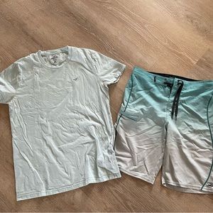 Mens/boys size 28 O’Neill swim shorts and Hollister shirt
